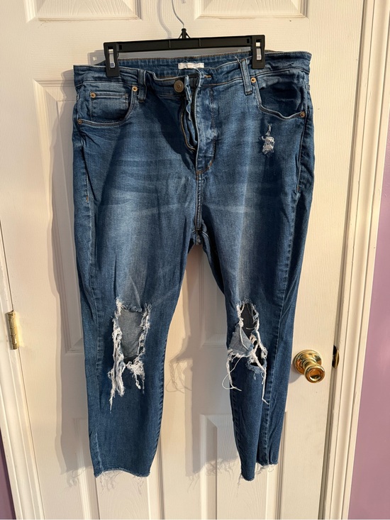 STS Blue Denim - STS Blue Distressed Dark Blue Cropped Jeans